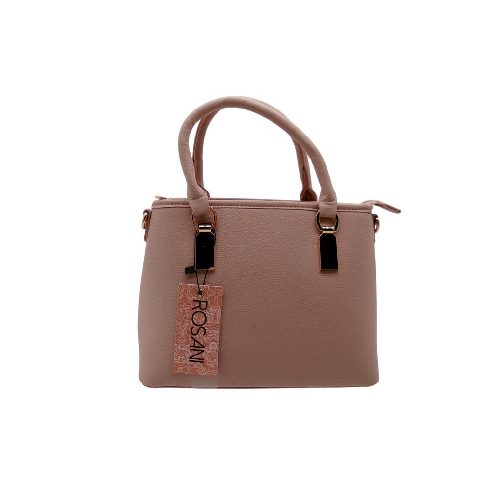 Stylish Mauve-Blush Vegan Leather Accented Satchel Bag